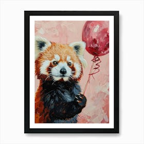 Cute Red Panda 7 With Balloon Art Print