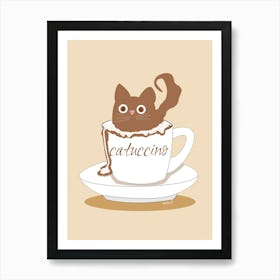 Cat In A Cup Cappuccino Art Print