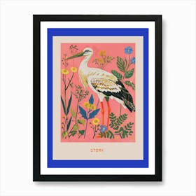 Spring Birds Poster Stork 3 Art Print