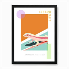 Malaysian Cat Gecko Abstract Modern Illustration 2 Poster Art Print
