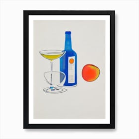 Georgia Peach Picasso Line Drawing Cocktail Poster Art Print