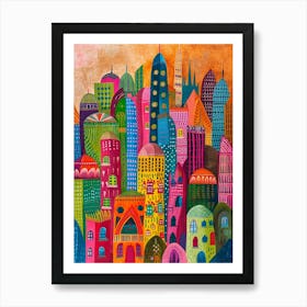 Kitsch Colourful Mumbai Cityscape 2 Art Print