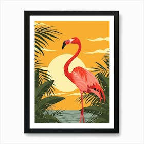 Greater Flamingo Rio Lagartos Yucatan Mexico Tropical Illustration 10 Art Print