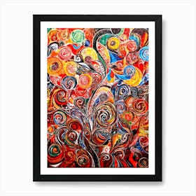 Abstract Painting Capturing The Convergence Of Diverse Human Rights And Cultures Showcasing Swirls (5) Art Print