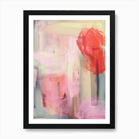 SUMMER PEONY- Pastel Yellow, Pink, Blue & Red Art Print