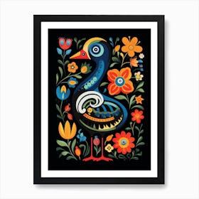 Folk Bird Illustration Duck 1 Art Print