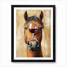 Whimsical Horse Balances Wine Art Print