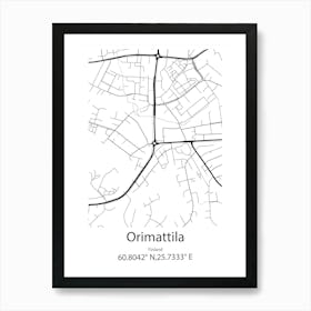 Orimattila,Finland Minimalist Map Art Print