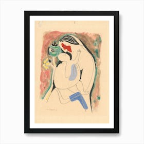 Mother With A Child And A Flower, Mikuláš Galanda Art Print