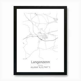 Langenzenn,Germany Minimalist Map Art Print