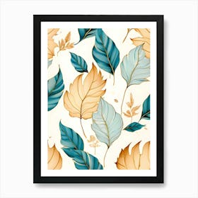 Autumn Leaves Seamless Pattern 18 Art Print