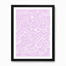 Flowery Sketch Lila Art Print