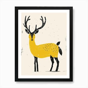 Yellow Reindeer 3 Art Print