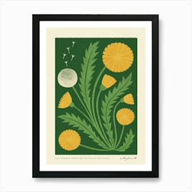 Dandelion Modern-Retro Yellow and Green Wild Flower Art Print Art Print