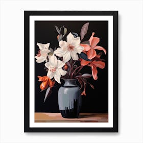 Bouquet Of Bluebeard Flowers, Autumn Fall Florals Painting 2 Art Print