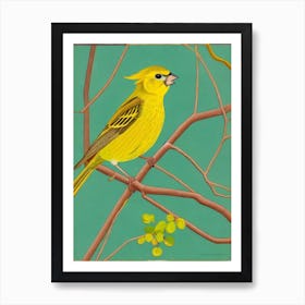 Yellowhammer Midcentury Illustration Bird Art Print