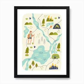 Hiking Adventure Map Art Print