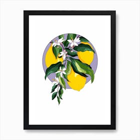 Circular Mofit Lemon Blossom Flowers Art Print