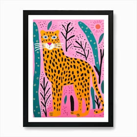 Pink Polka Dot Cheetah 8 Art Print
