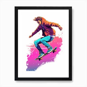 Skateboarding In Melbourne, Australia Gradient Illustration 3 Art Print