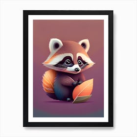 Playful Raccoon Cute Digital Art Print