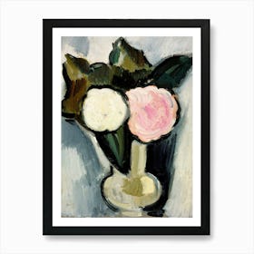 Two Roses In A Vase Art Print