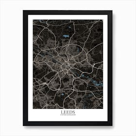 Leeds Black Blue Art Print