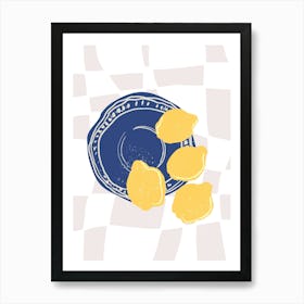 Food Illustration Lemons Preppy Contemporary Kitchen Art Print