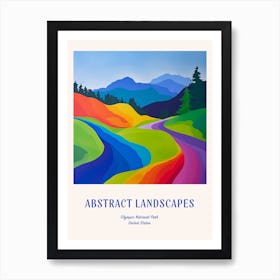 Colourful Abstract Olympic National Park Usa 3 Poster Blue Art Print