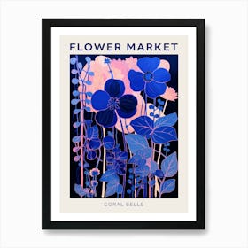 Blue Flower Market Poster Coral Bells Art Print