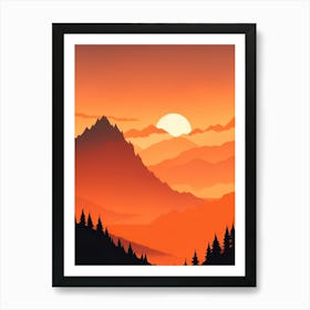 Misty Mountains Vertical Composition In Orange Tone 71 Art Print