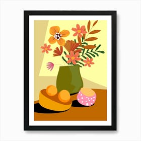 Flower on the Table Mid Century Art Print