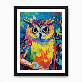 Colourful Bird Painting Eastern Screech Owl 2 Art Print