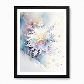 Needle, Snowflakes, Storybook Watercolours 1 Art Print