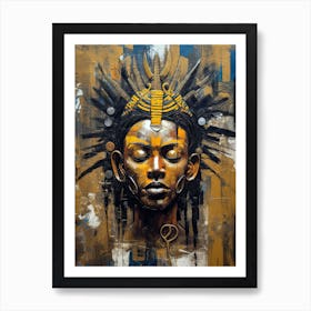 Tribal Elegance Chronicles: Masked Marvels of Africa Art Print