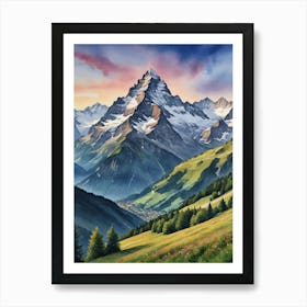 Swiss Snowy Alps Art Print