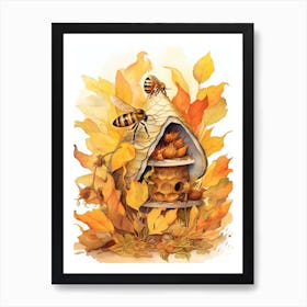 Western Honey Bee Beehive Watercolour Illustration 3 Art Print