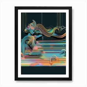 Trippy , blue psychedelic, "Wins The Day" Art Print