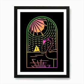 Neon Magic Flaminggo Art Print