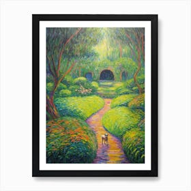 A Painting Of A Dog In Cosmic Speculation Garden, United Kingdom In The Style Of Impressionism 01 Art Print