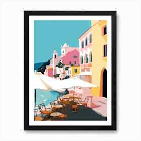 Amalfi, Italy, Flat Pastels Tones Illustration 1 Art Print