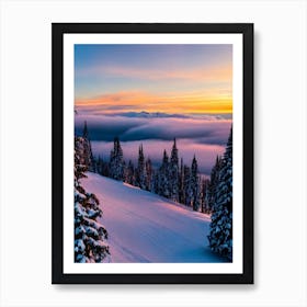 Schladming, Austria Sunrise Skiing Poster Art Print