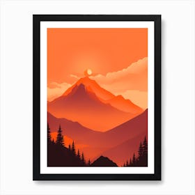 Misty Mountains Vertical Composition In Orange Tone 39 Art Print