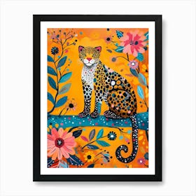 Kitsch Leopard Painting 2 Art Print