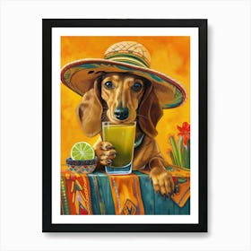 Mexico Dachshund Drink Tequila Art Print