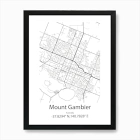 Mount Gambier,Australia Minimalist Map Art Print