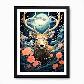 Deer In The Moonlight 1 Art Print