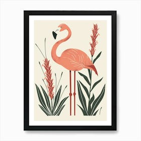 Chilean Flamingo Ginger Plants Minimalist Illustration 2 Art Print