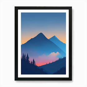 Misty Mountains Vertical Composition In Blue Tone 85 Art Print