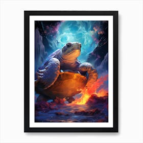 Turtle On The Moon Art Print